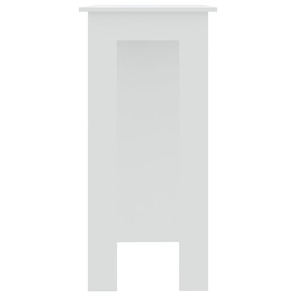Mesa Bar Con Estante Madera Contrachapada Blanco 102x50x103,5cm_2