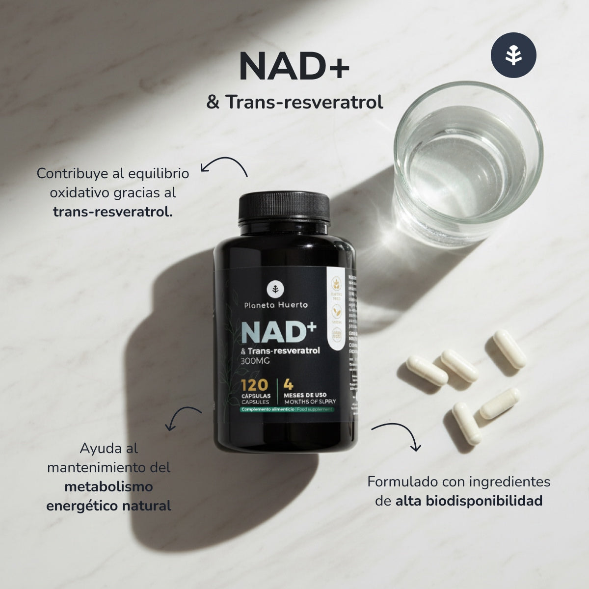 NAD+ Transresveratrol Planeta Huerto 120 cápsulas