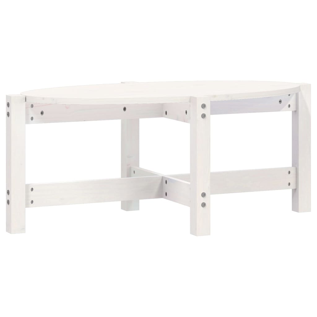 Mesa De Centro De Madera Maciza De Pino Blanco 87x48x35 Cm_0