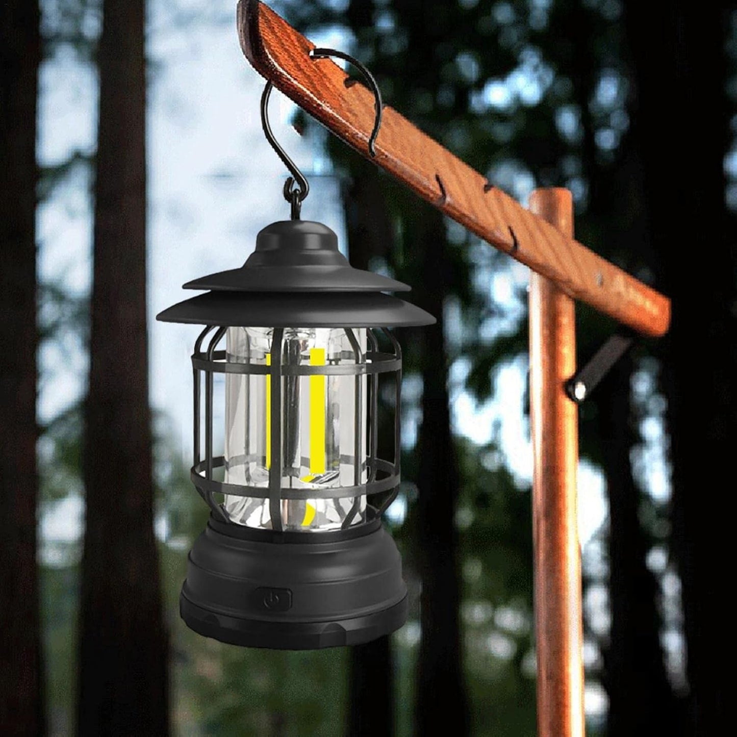 Well Home Luz De Camping Ø11,5x17,8cm Con 3 Bombillas Y Recargable Por Usb Color Negro_2