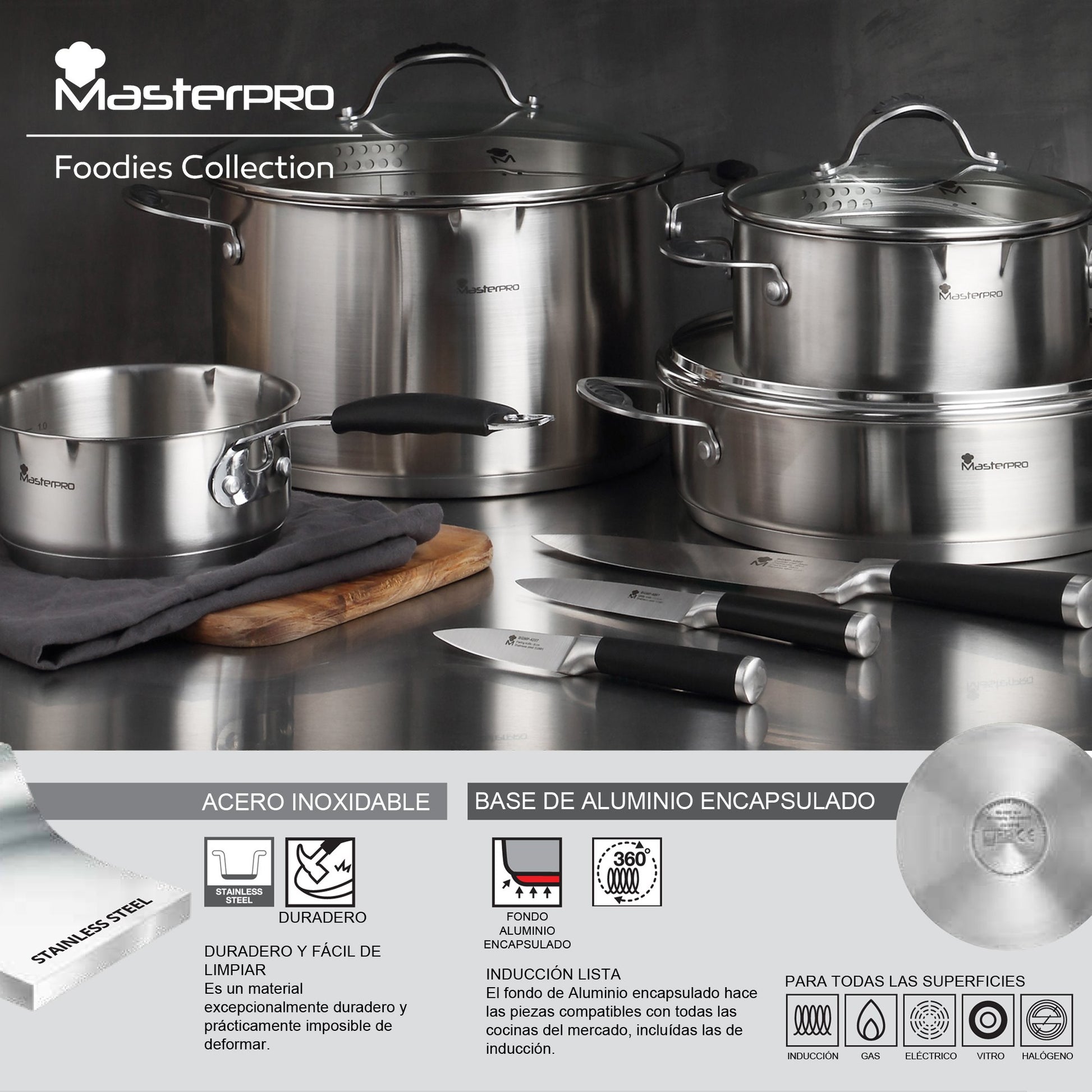 Stock Pot 28x16.5cm 9,8l Acero Inox Ind C/tapa Foodies Mp_2