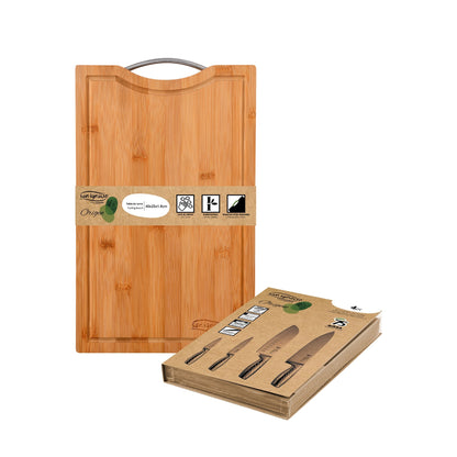 Set De 4 Cuchillos De Cocina Y Tabla De Cortar De Bambú San Ignacio_5