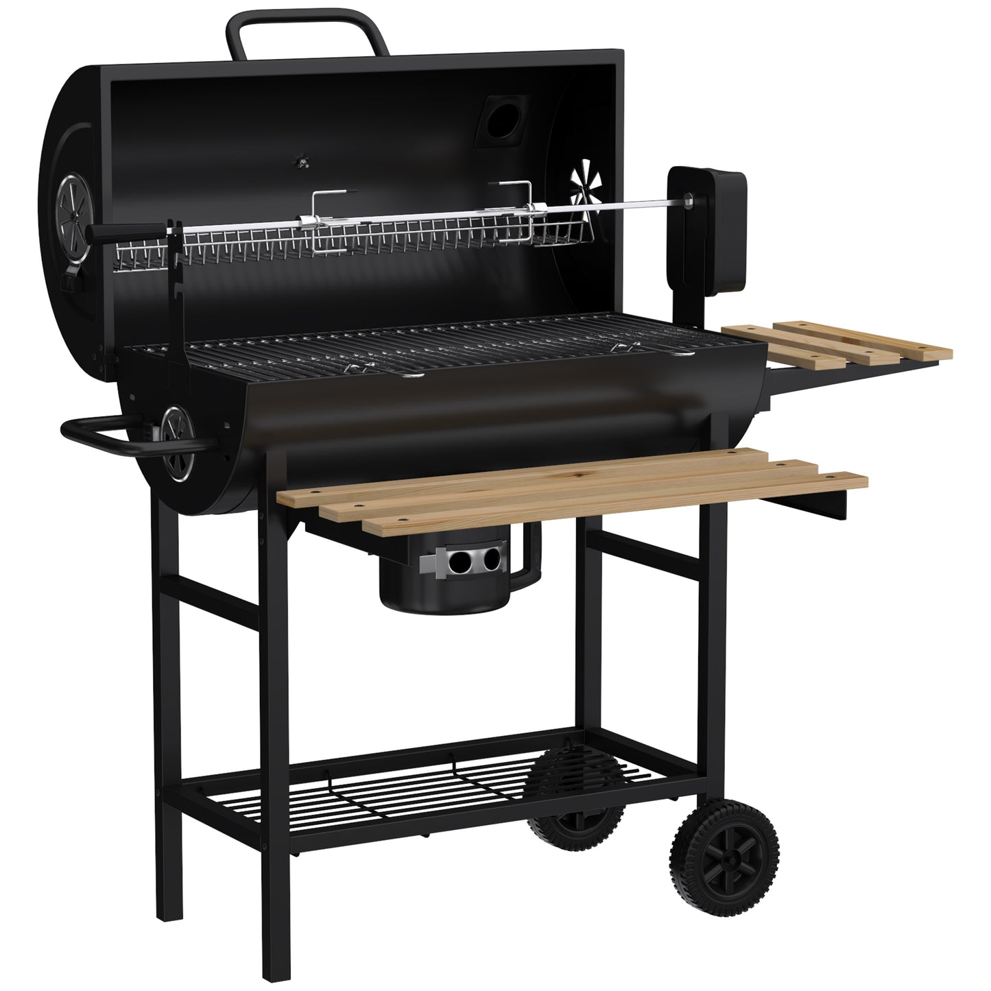 Outsunny Barbacoa De Carbón Portátil Con Asador Eléctrico Estantes Plegables_4