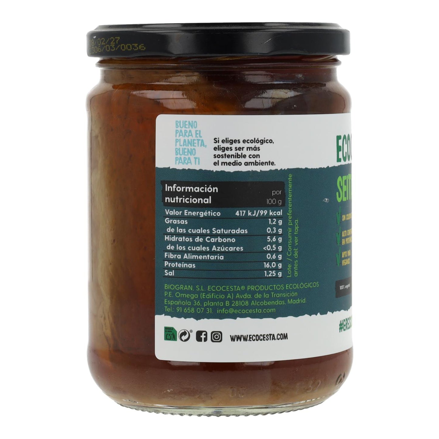 Seitán Bio en conserva Ecocesta 400 gr