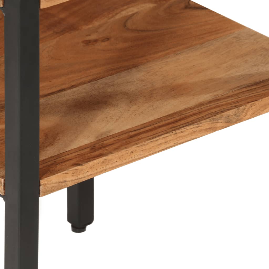 Mesa Auxiliar De Madera Maciza Acacia Y Hierro 35x35x45 Cm_2