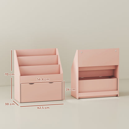 Estante Para Livros Infantil Aiyaplay Mdf Rosa 62,5x30x70 Cm_2