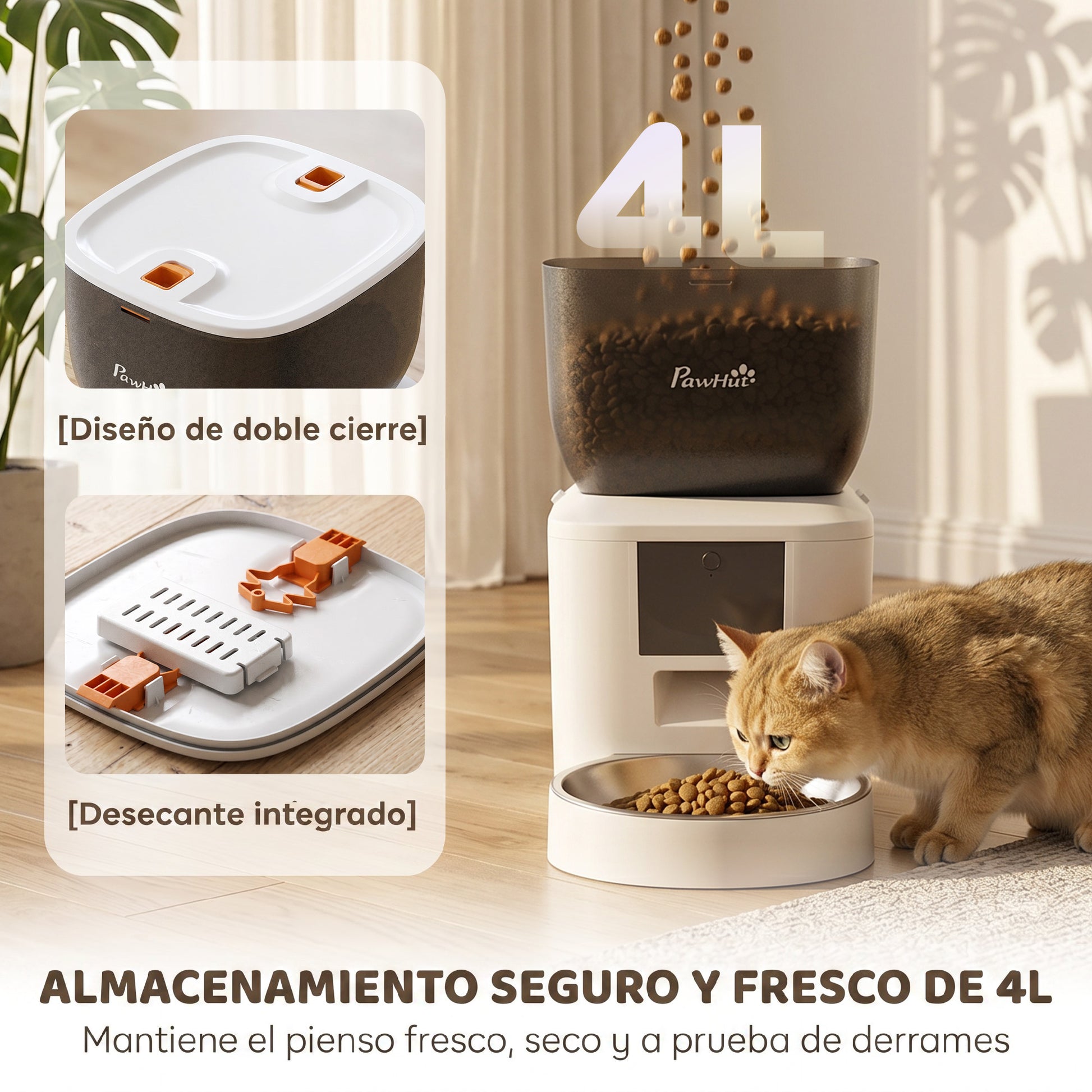 Pawhut Comedero Automático 4l Wifi 2.4g Control App Cuencos 1-10 Comidas Al Día_5
