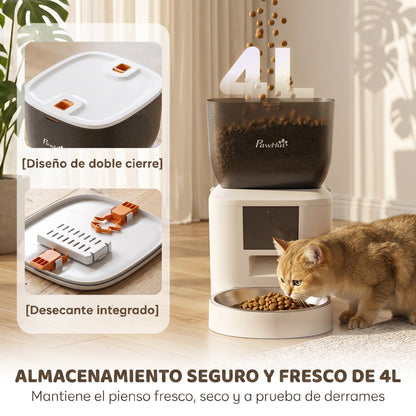 Pawhut Comedero Automático 4l Wifi 2.4g Control App Cuencos 1-10 Comidas Al Día_5