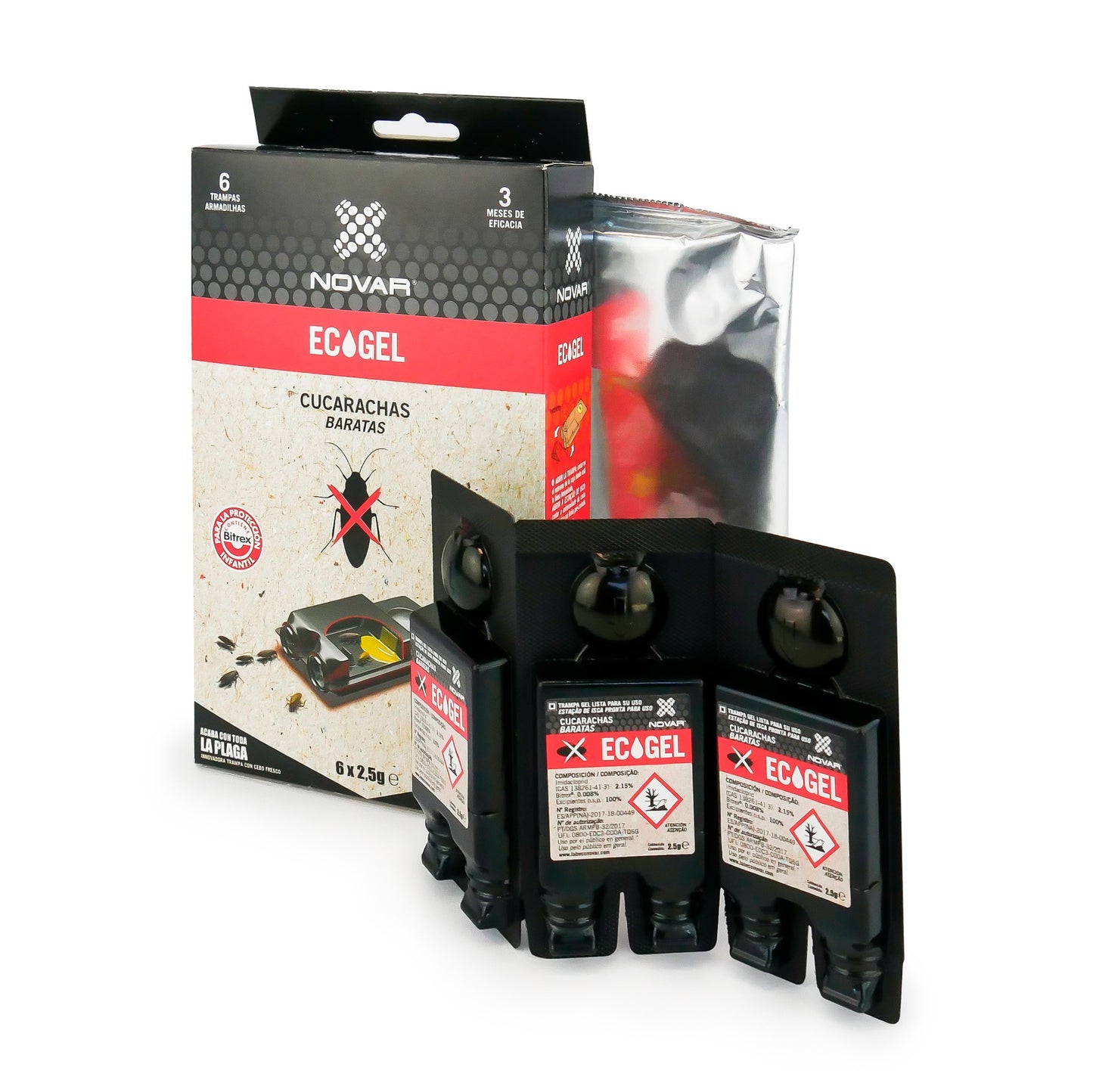 Novar Ecogel Trampa contra cucarachas 6 x 2,5 g