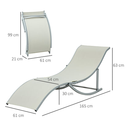 2 Tumbonas Plegables De Jardín Aluminio Outsunny 165x61x63 Cm Beige_2