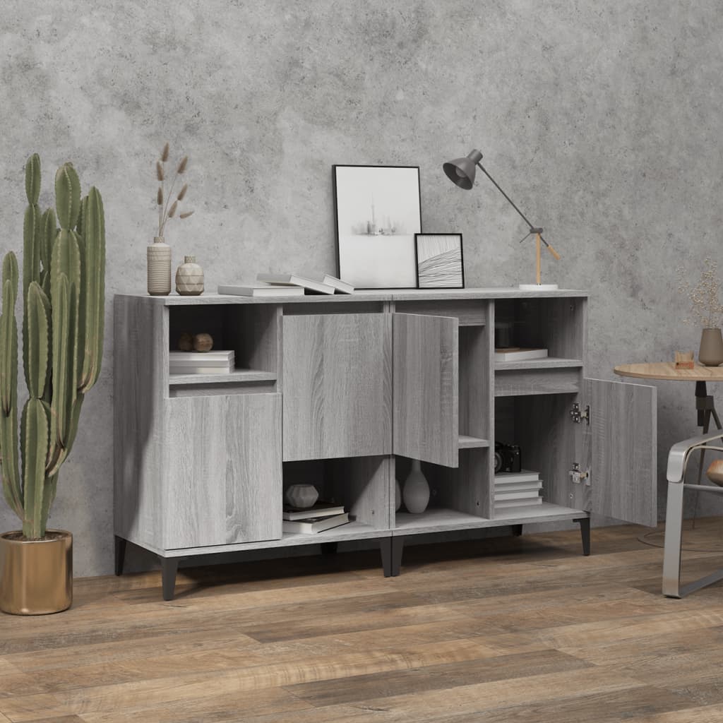 Aparadores 2 Uds Madera Contrachapada Gris Sonoma 60x35x70 Cm_2