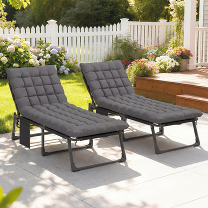 Outsunny Set De 2 Tumbonas Plegables Reclinables Con Cojines Y Bolsillo Gris_4
