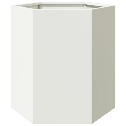 Jardineras Hexagonales 2 Uds Acero Blanco 46x40x45 Cm_5
