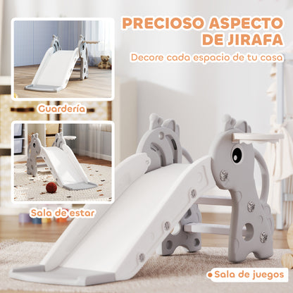 Aiyaplay Tobogán Infantil 3 En 1 Con Canasta De Baloncesto 106x51,5x52 Cm Gris_4