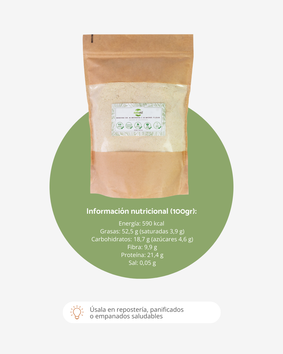 Harina De Almendra Natural Extrafina 1kg Origen California_3