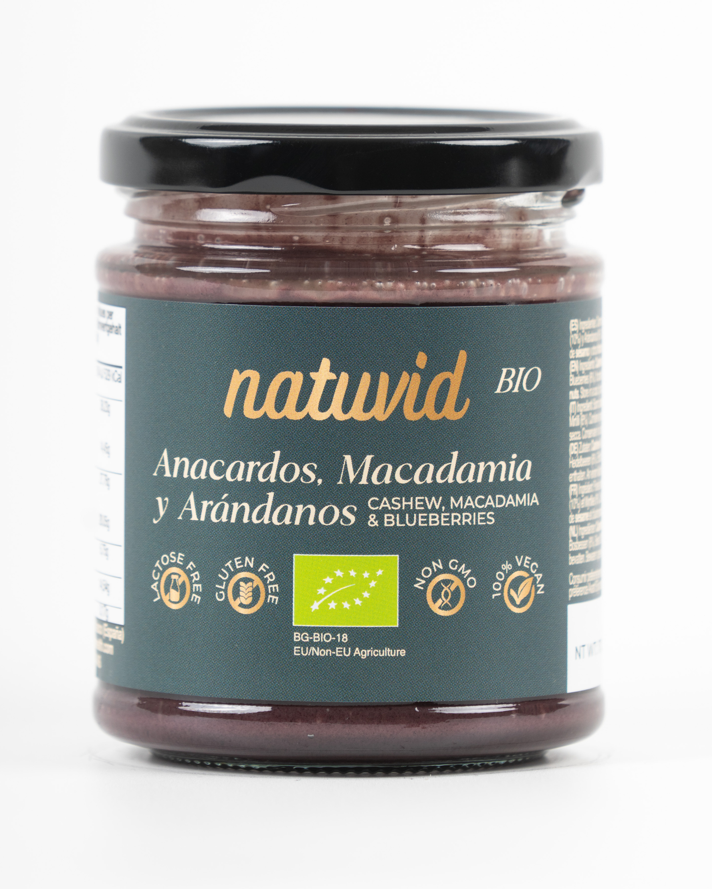 Crema de Anacardos, Macadamia y Arándanos BIO Natuvid (170g) | 100% Natural, Vegana, Sin Gluten y Sin Lactosa_0