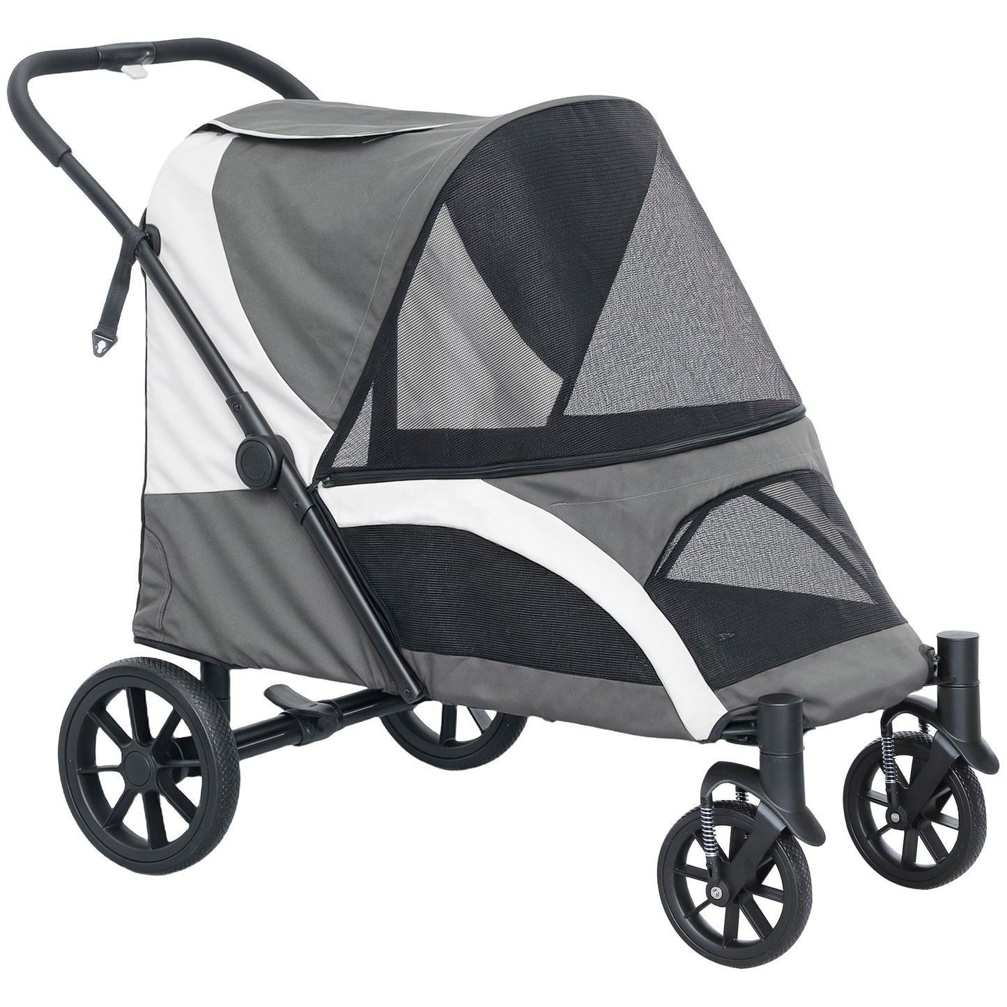 Pawhut Carrito Para Perros Plegable Con Ventanas 124x67x100 Cm Gris Oscuro_0