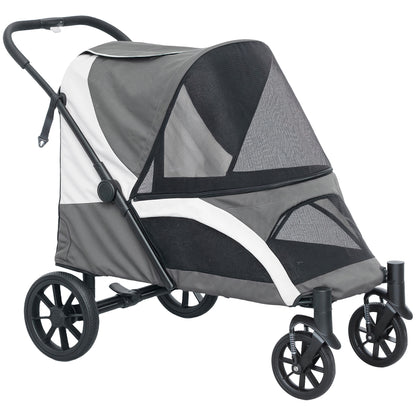 Pawhut Carrito Para Perros Plegable Con Ventanas 124x67x100 Cm Gris Oscuro_0