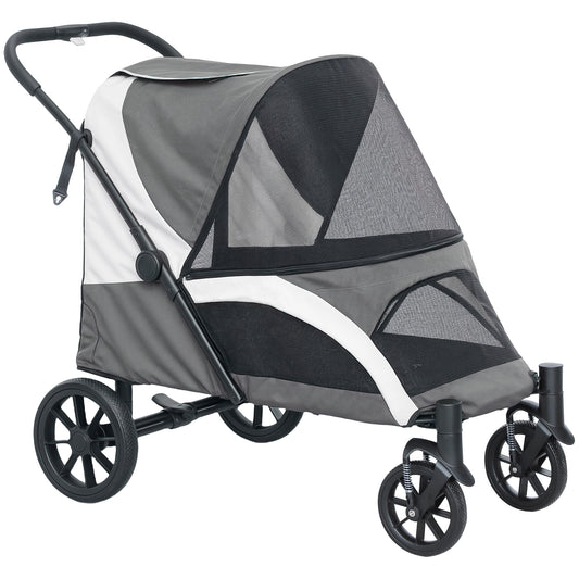 Pawhut Carrito Para Perros Plegable Con Ventanas 124x67x100 Cm Gris Oscuro_0
