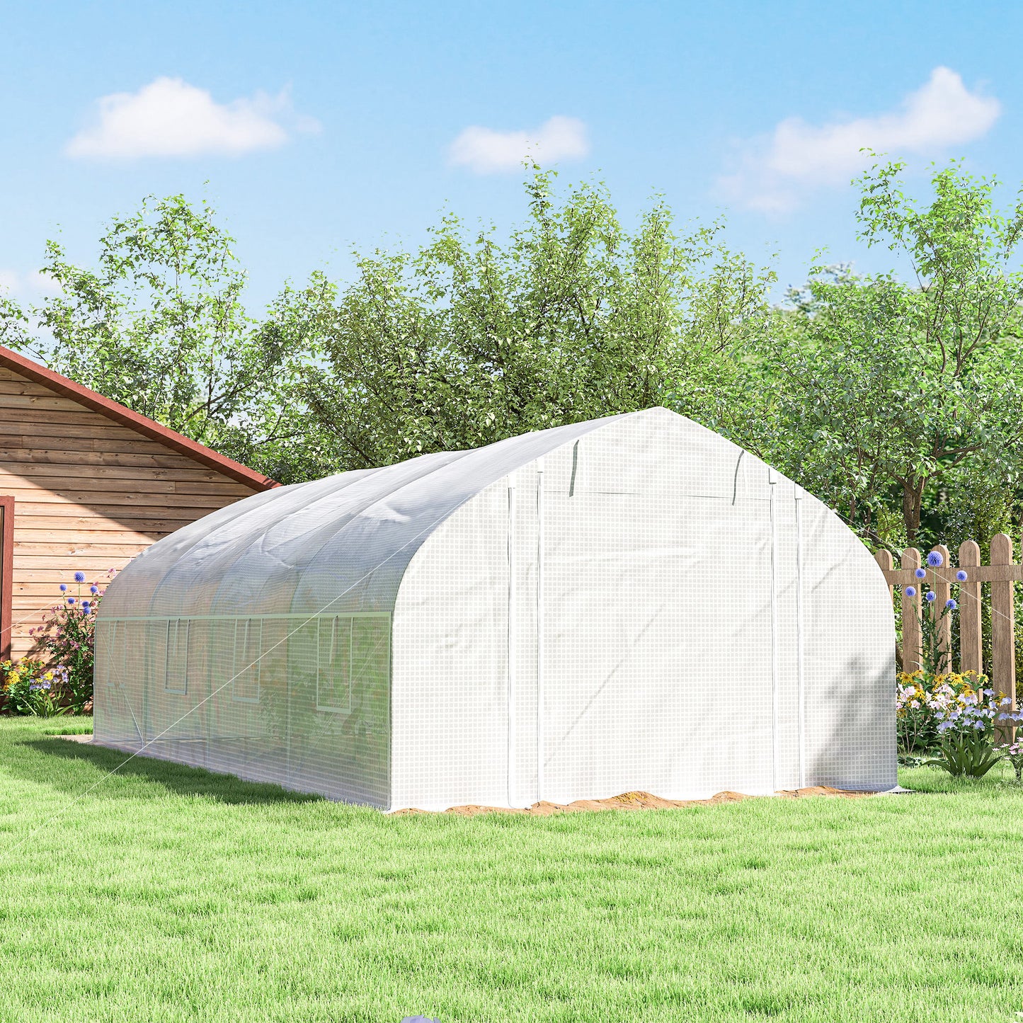 Outsunny Invernadero De Exterior 6x3x2 M Con Cubierta De Pe Anti-uv Blanco_4
