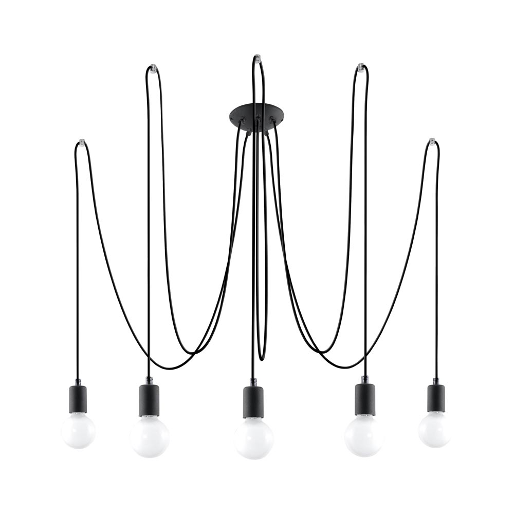 Lámpara Suspendida Edison 5 Negro, E27_1