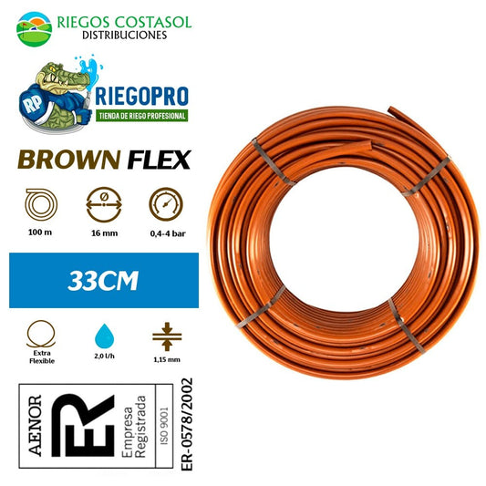 Tuberí­a Autocompensante Marrón A 33cm 100 Metros. Brownflex.
