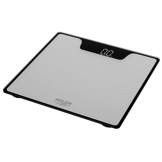 Báscula De Baño Digital Alta Precisión 180kg, Pantalla Led Apagado Automático, Vidrio Templado Adler Ad8174s Plata_0