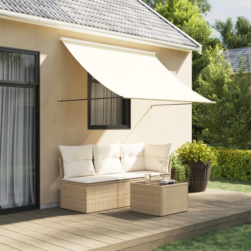 Toldo Retráctil Tela Y Acero Crema 200x150 Cm_1