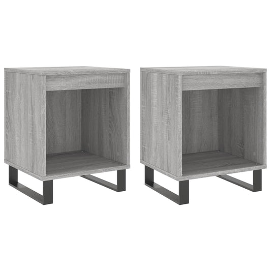 Mesita De Noche 2 Uds Madera Ingeniería Gris Sonoma 40x35x50 Cm_0