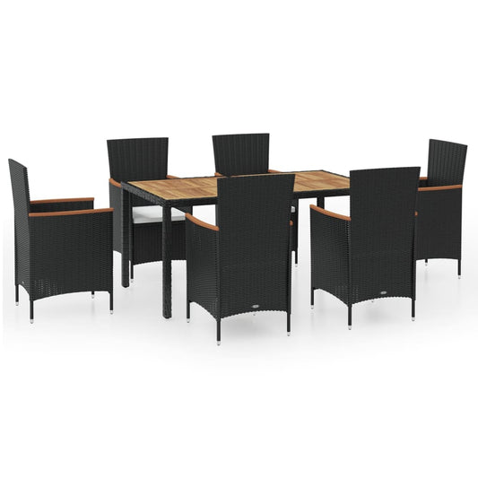 Vidaxl Set De Comedor De Jardín 7 Piezas Y Cojines Ratán Sintético_0
