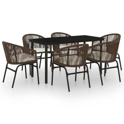 Juego De Comedor De Jardín 7 Piezas Marrón / Vetonek_2