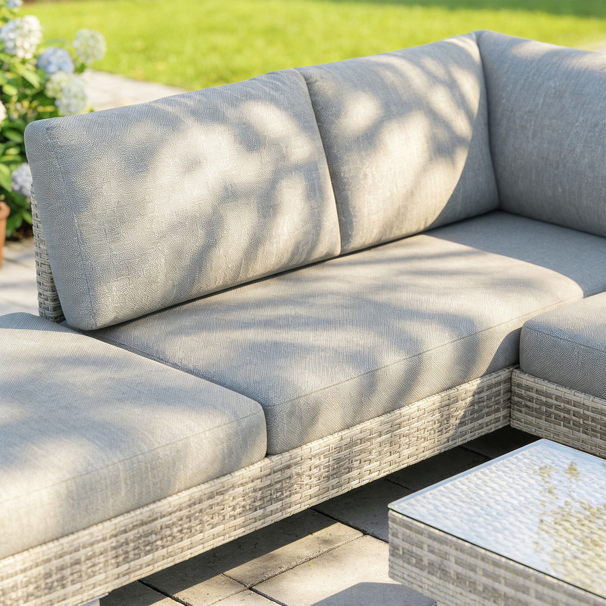 Outsunny Conjunto Muebles Jardín Exterior De Ratán De 3 Piezas Cojines Gris_4