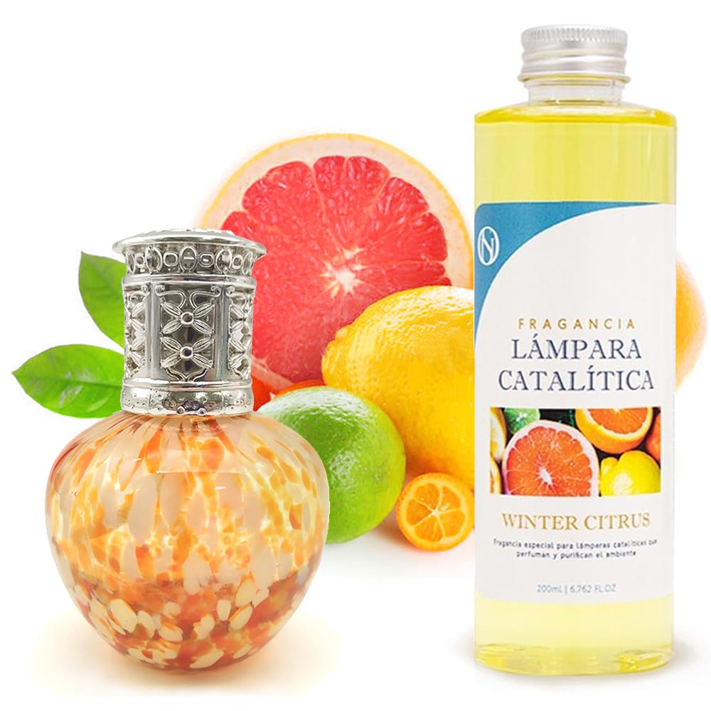Lámpara Catalítica Drops Orange + Fragancia Winter Citrus 200ml - Elimina Malos Olores, Impurezas Y Perfuma_0