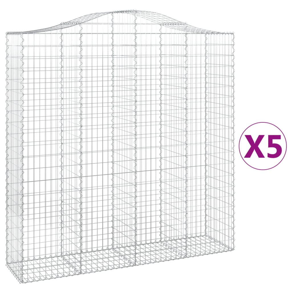 Cestas De Gaviones 5 Uds Forma De Arco Hierro 200x50x200/220 Cm_0