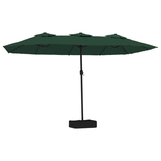 Vidaxl Sombrilla Doble De Jardín Con Luces Led Verde 449x265 Cm_0