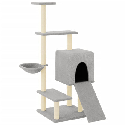 Vidaxl Rascador Para Gatos Con Postes De Sisal Gris Claro 130,5 Cm_0