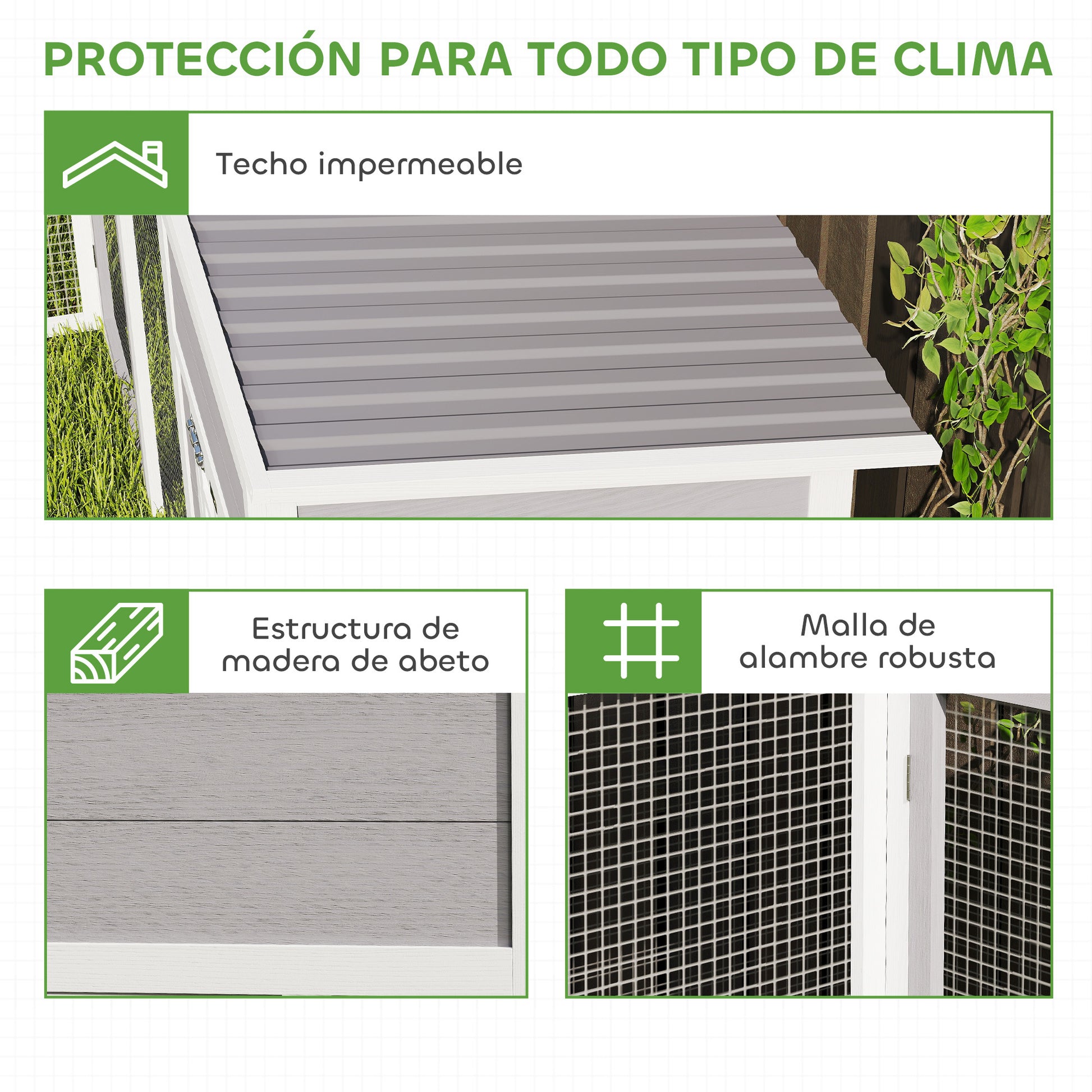 Pawhut Gallinero De Madera Grande Exterior En L Para Esquina 251x192x103 Cm Gris_5