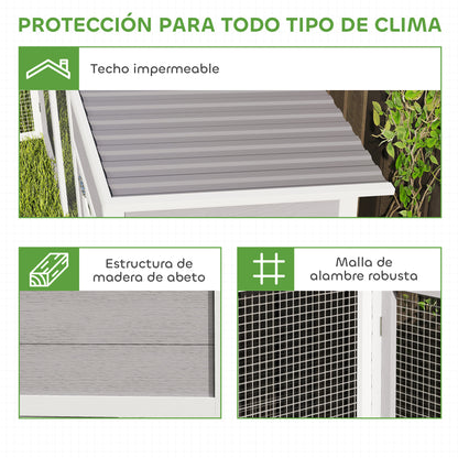 Pawhut Gallinero De Madera Grande Exterior En L Para Esquina 251x192x103 Cm Gris_5