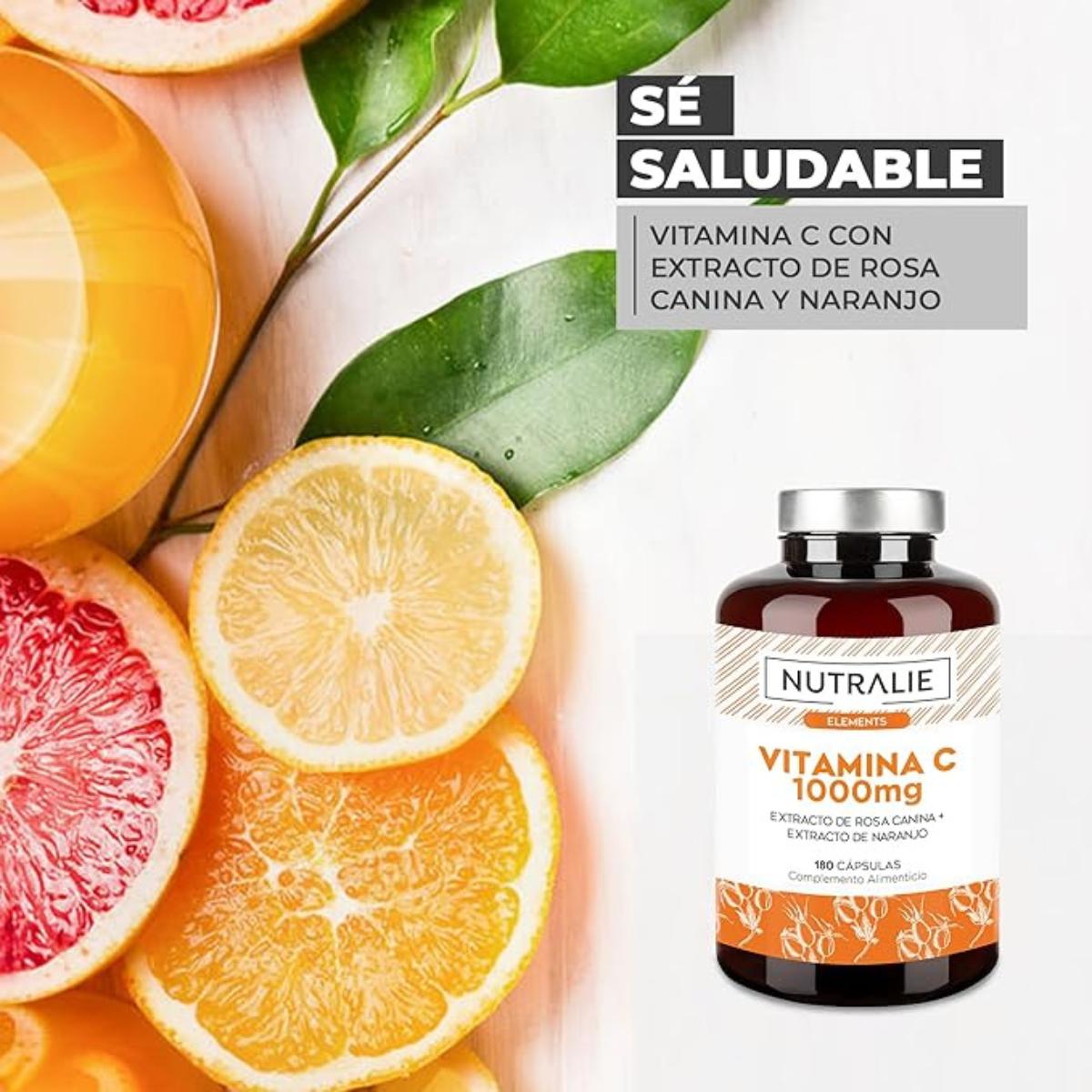 Nutralie Vitamina C 1000mg Rosa Canina + Vit C Antioxidante 180 cápsulas