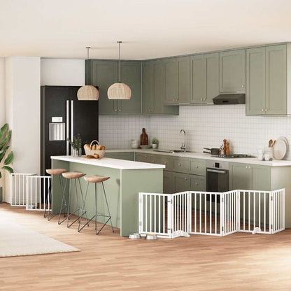 Vidaxl Puerta Para Perros Plegable 9 Paneles Madera Álamo Blanca 450cm_1