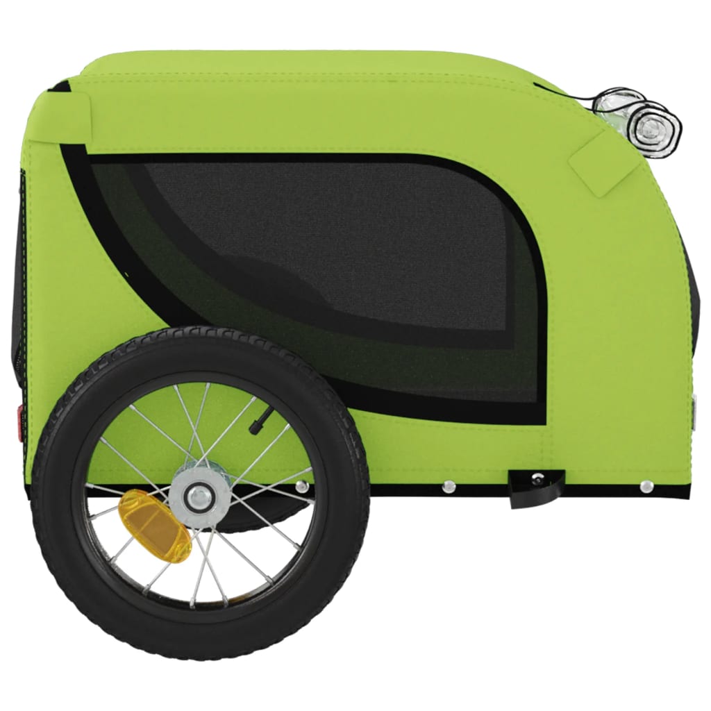 Remolque De Bicicleta Mascotas Hierro Tela Oxford Verde Negro_5