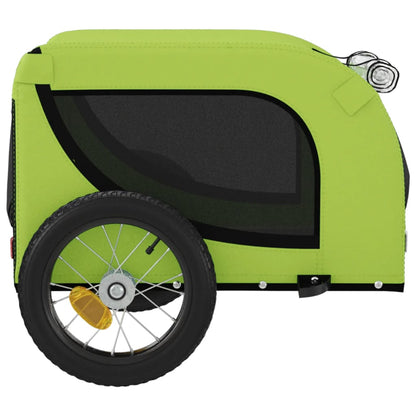 Remolque De Bicicleta Mascotas Hierro Tela Oxford Verde Negro_5