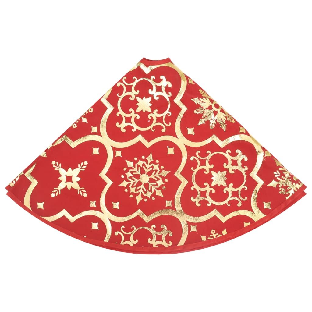 Vidaxl Falda De Árbol De Navidad De Lujo Con Calcetín De Tela Roja De 150 Cm De_4
