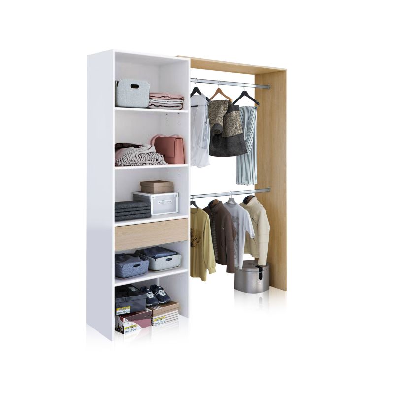 Armario Vestidor Melamina, Blanco Artik, X 187 X 40cm_0