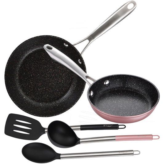 Set Sartenes 16x4.0 Y 20x5.0 Cm Aluminio Forjado, Aptas Para Inducción, Con Juego 3 Utensilios De Cocina Nylon San Ignacio Vita_0