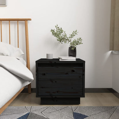 Mesitas De Noche 2 Uds Madera Maciza De Pino Negro 35x34x32 Cm_1