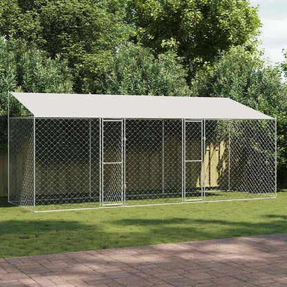 Jaula Para Perro Con Techo Plateado 600 X 200 X 256 Cm_1