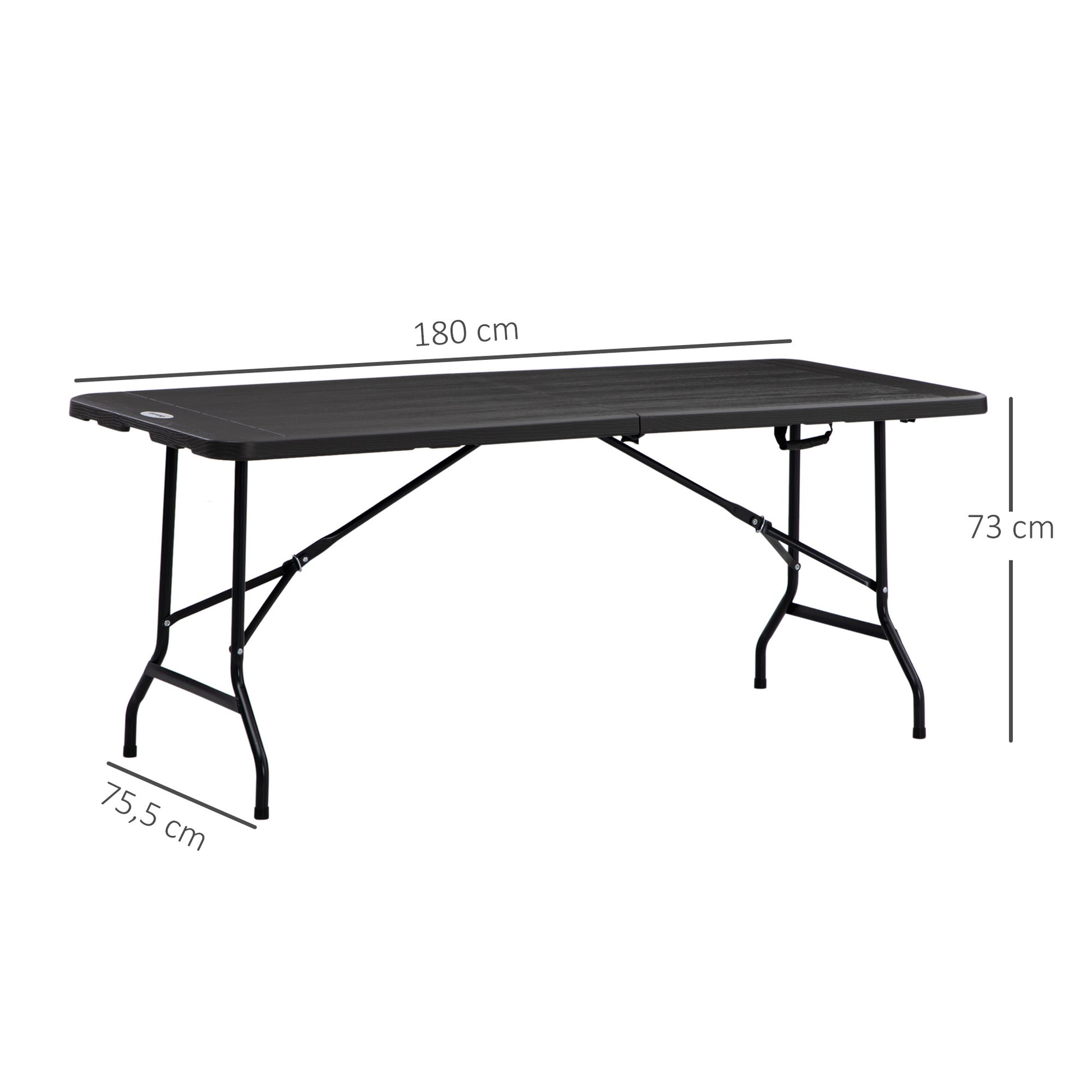 Outsunny Mesa Plegable De Jardín Portátil De Hdpe 180x75,5x73 Cm Kg Gris Oscuro_2