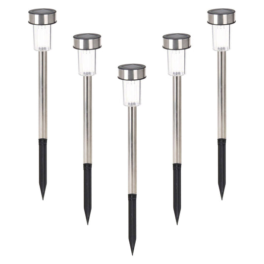 Well Home Juego De 5 Luces Solares Ø4,6cm En Acero Inoxidable