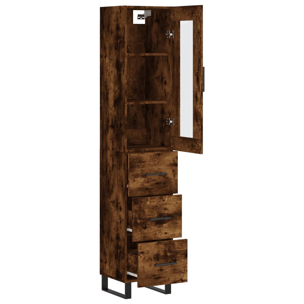 Aparador De Madera Contrachapada Roble Ahumado 34,5x34x180 Cm_3